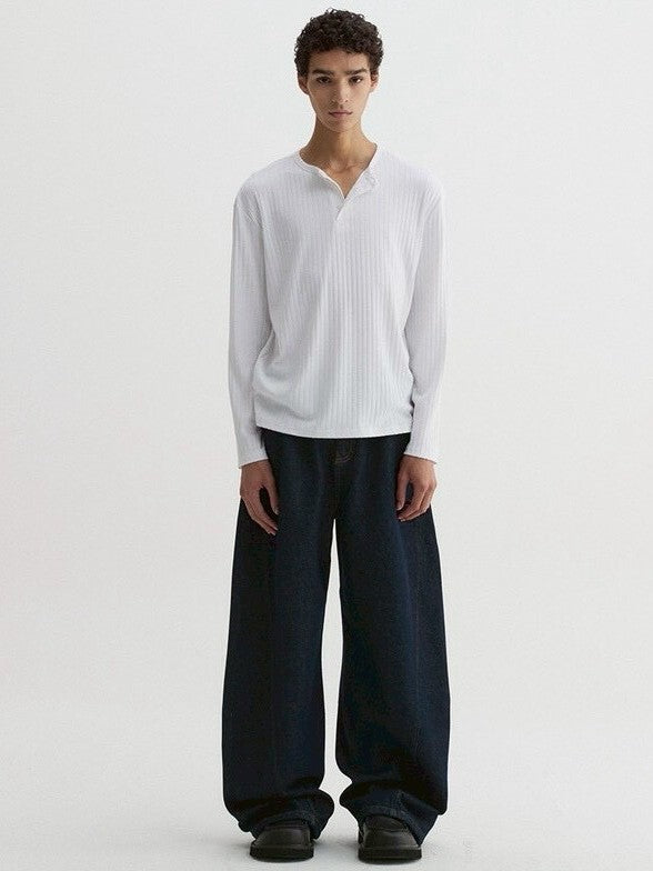 【DNSR】Ribbed Henley Long Sleeve