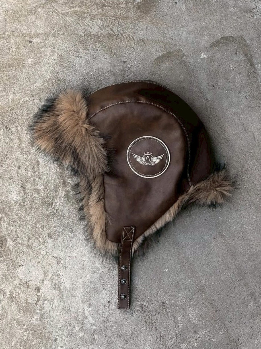 【AAKAM】Biker Leather Earflap Hat