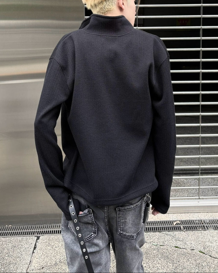 受注制【nmtc+】Napoleon Detail Rib Knit Zip Up Jacket (2color)