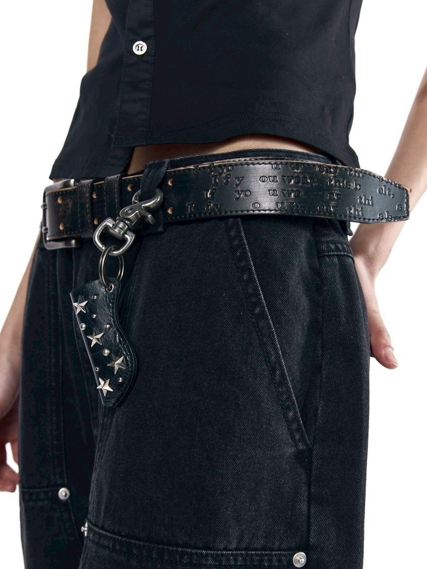 【AAKAM】Typography Leather Belt
