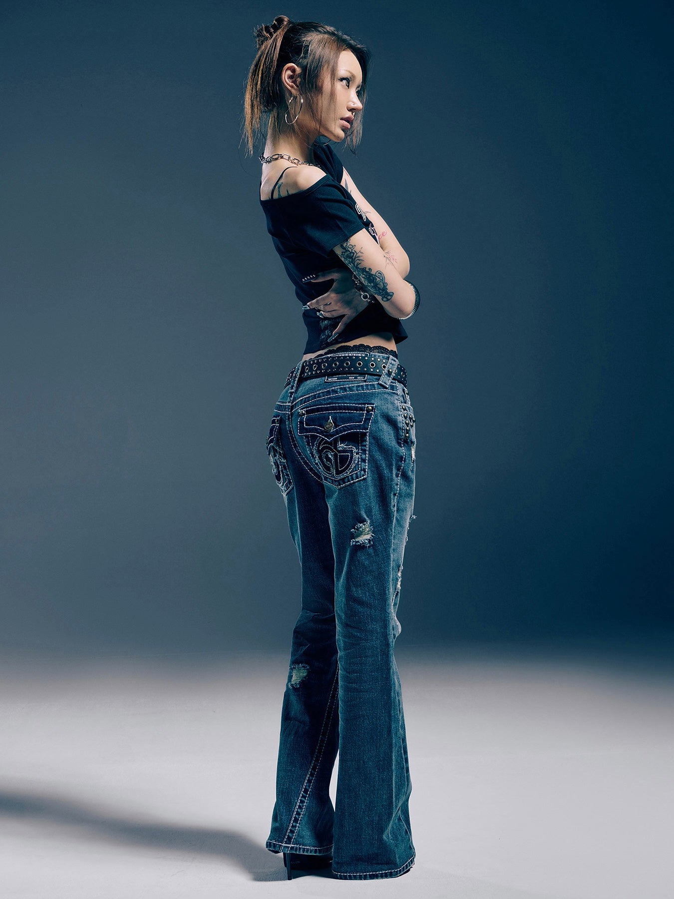 【NOMANUAL×TRUE RELIGION】NO RELIGION ONE SHOULDER TOP