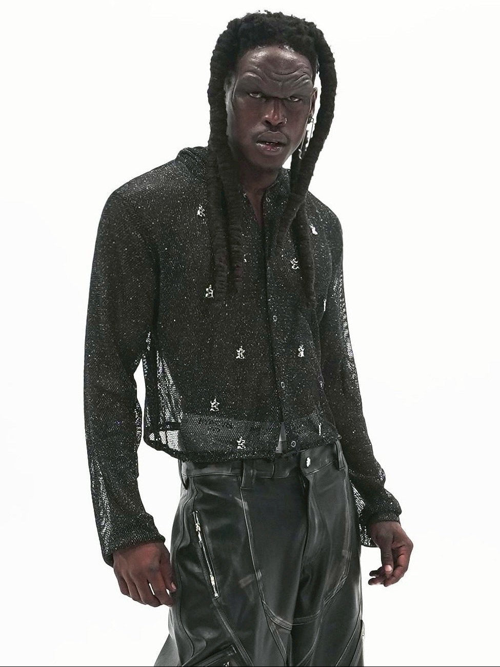 【E RIN AI E】E STARDUST MESH SNAP HOODIE