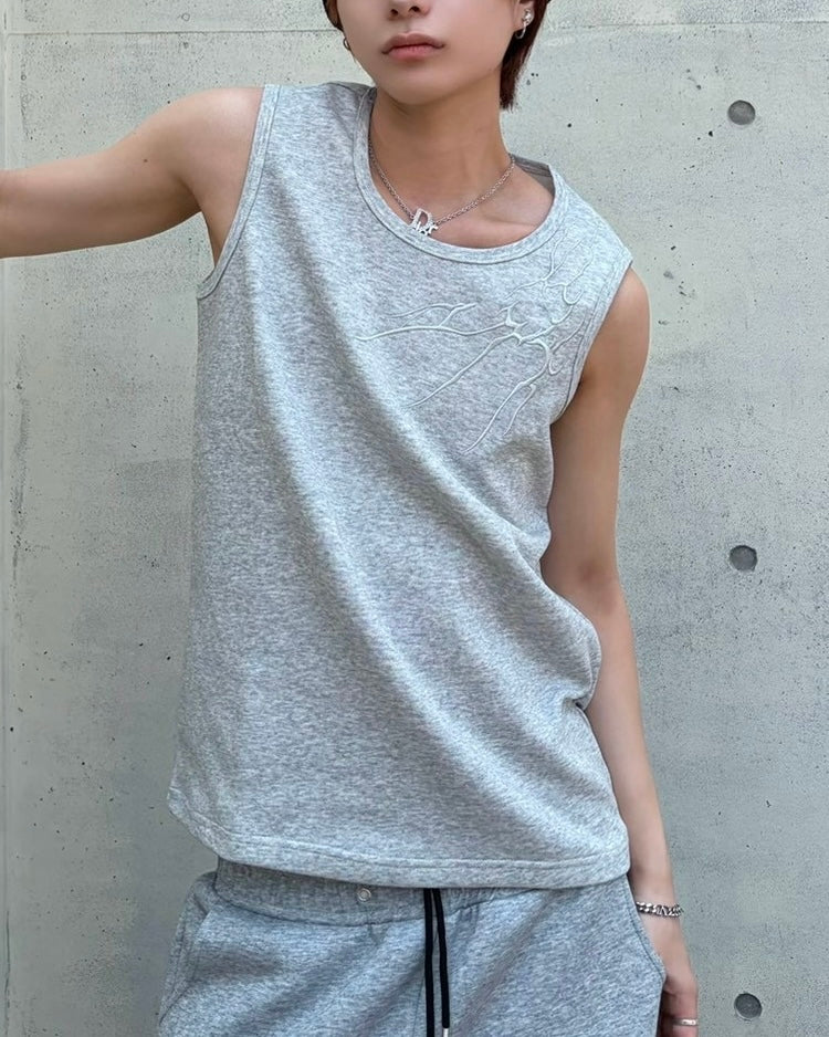 国際配送【Never mind the XU】tribal embroidered tank top (3color)