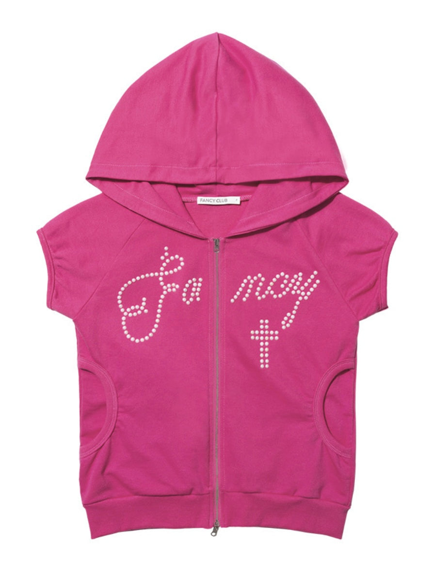 【FANCY CLUB】HOTFIX PUFF SLEEVE HOOD ZIP-UP