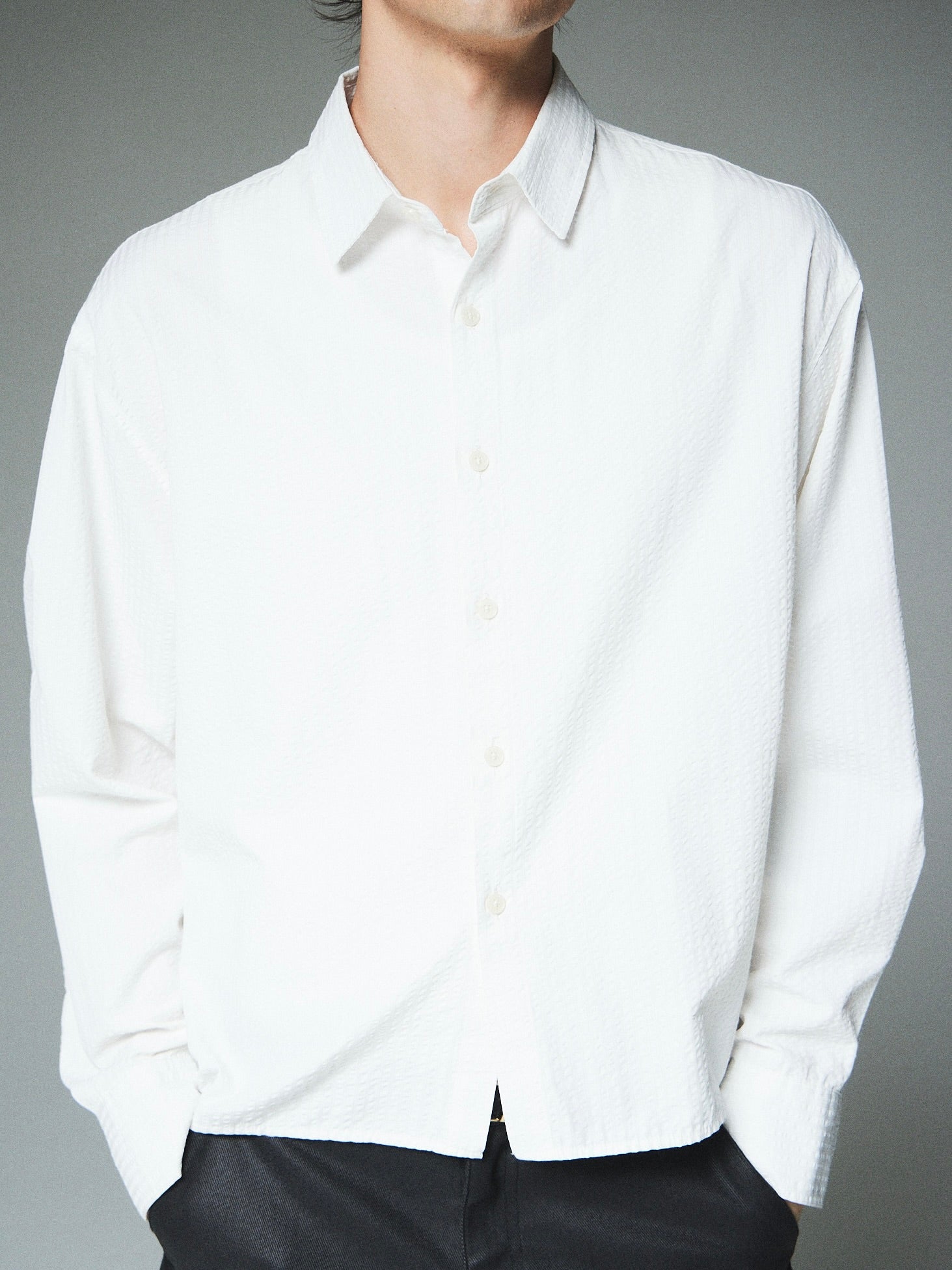 【CS】CROPPED STRIPE BUTTON UP SHIRT