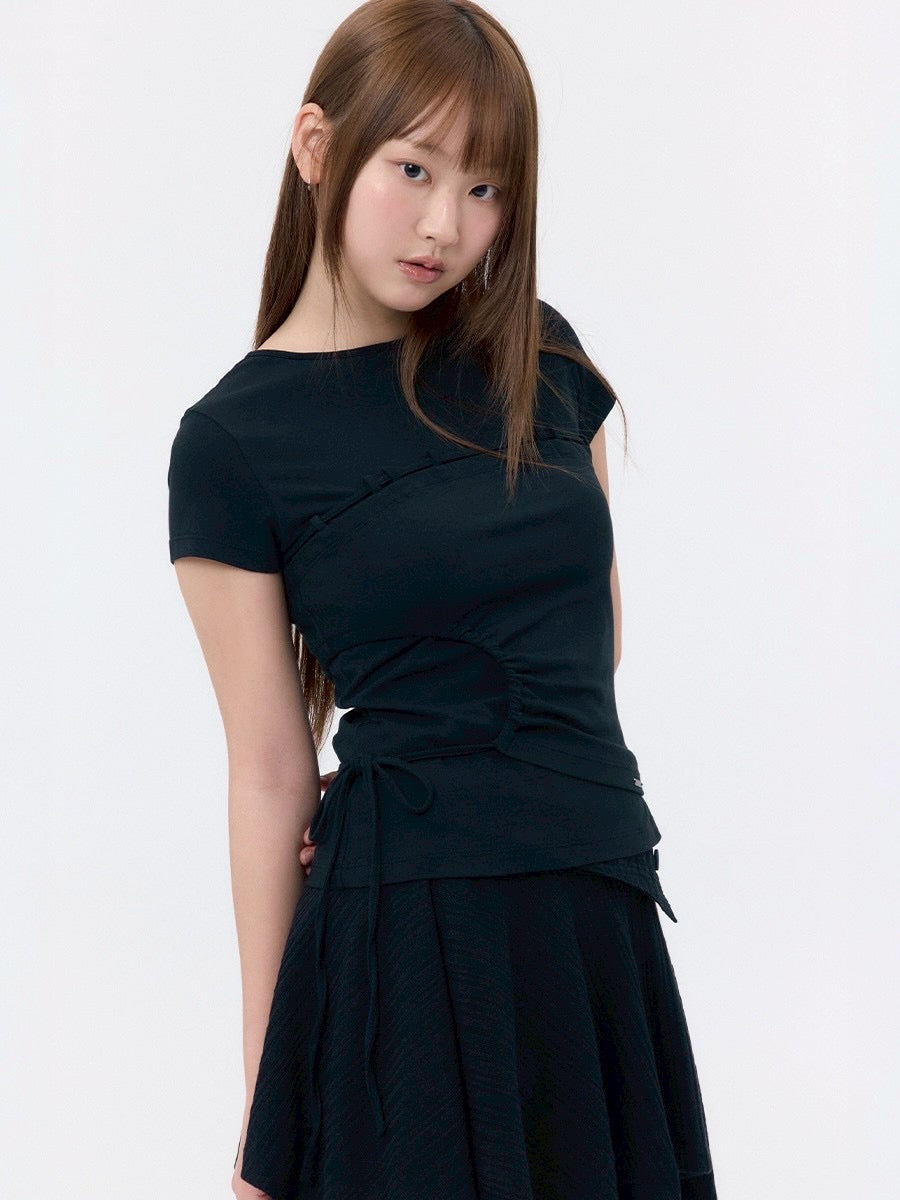 【Miseki seoul】String shirring short sleeve