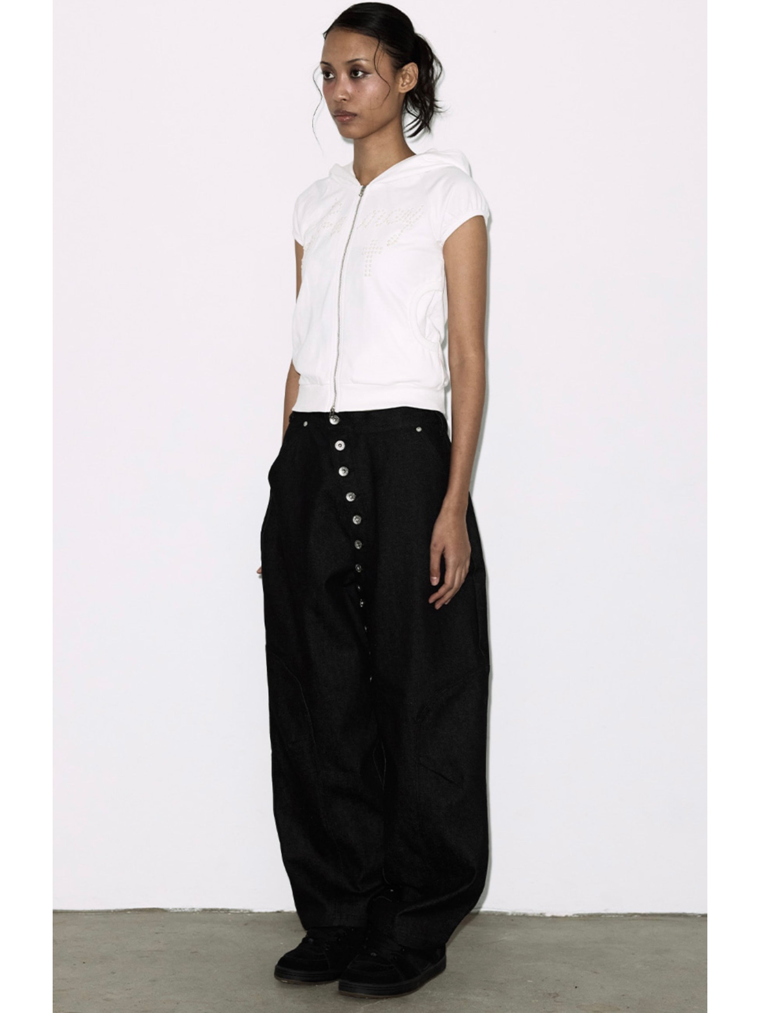 【FANCY CLUB】HOTFIX PUFF SLEEVE HOOD ZIP-UP