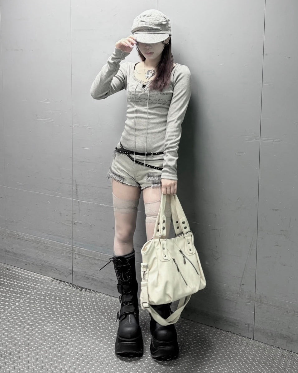 受注制【nmtc+】Lace Up Lettering Top (2color)