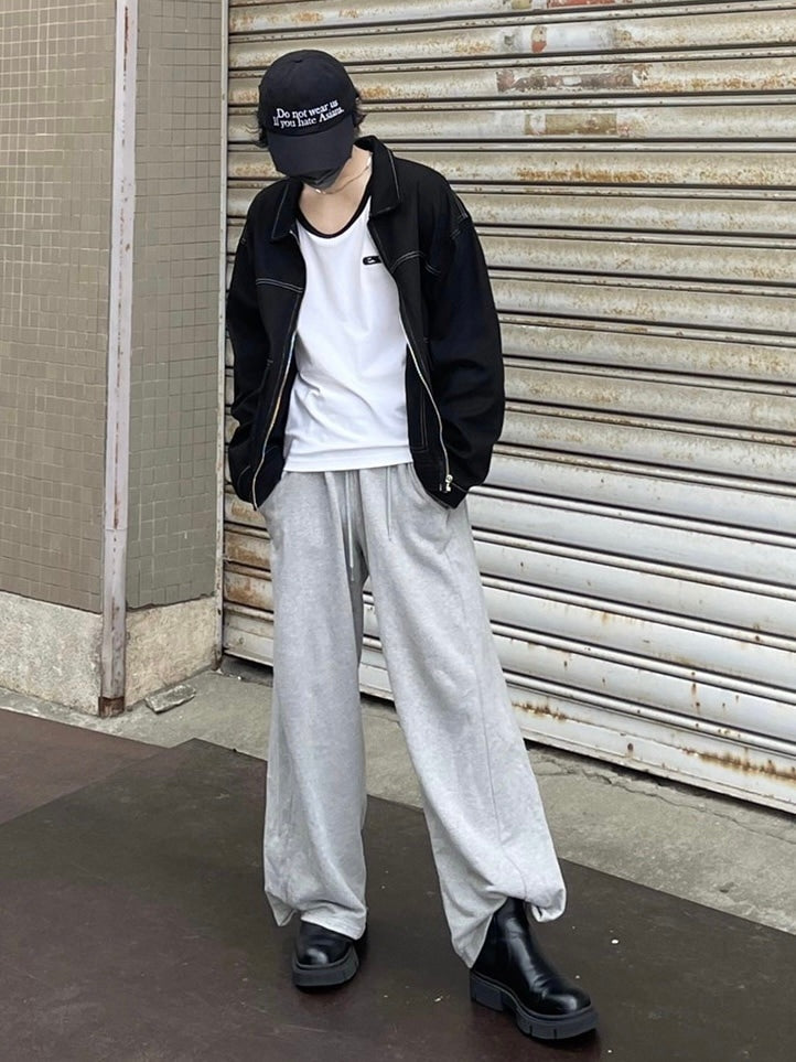 受注制【Chikashitsu +】snap button sweat pants (2color)