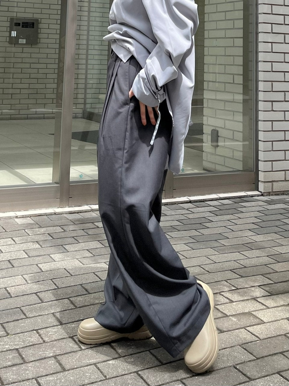 受注制【Chikashitsu +】wide tuck slacks (3color)
