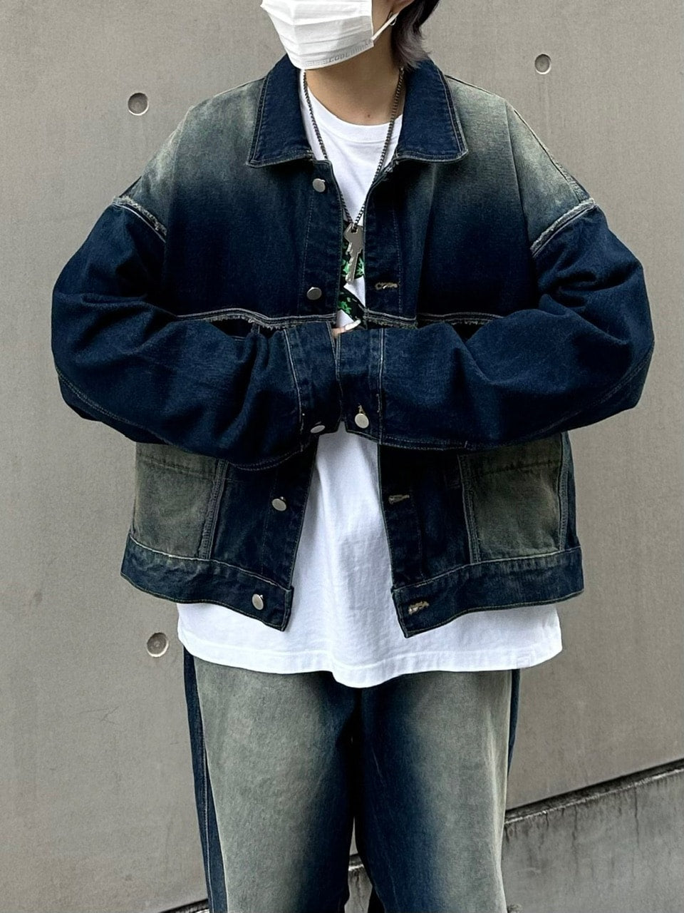 受注制【Chikashitsu +】vintage wash denim jacket (2color