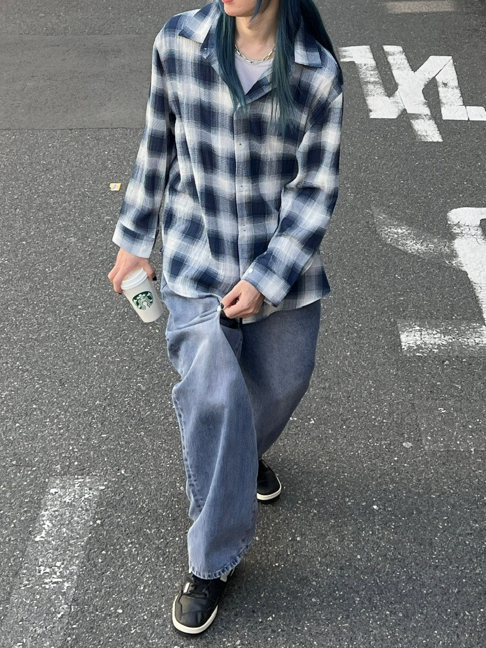 大阪店WEB限定受注制【Chikashitsu +】over fit shadow check shirt (3color)