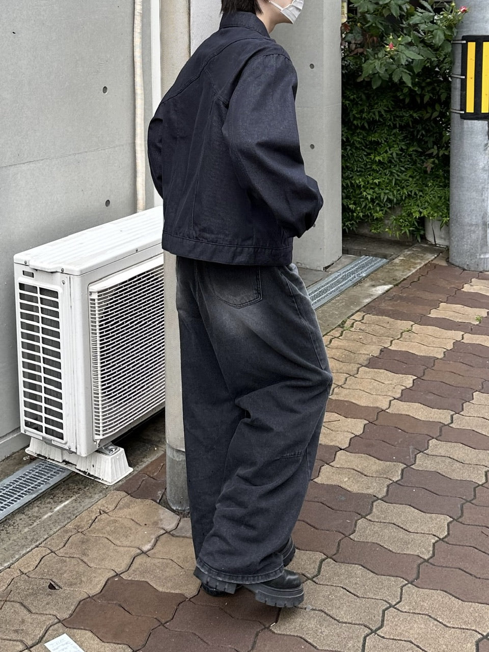 受注制【Chikashitsu +】set up design denim short jacket (2color)