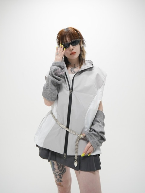 受注制【Never mind the XU】sleeveless zip up hoodie (3color)