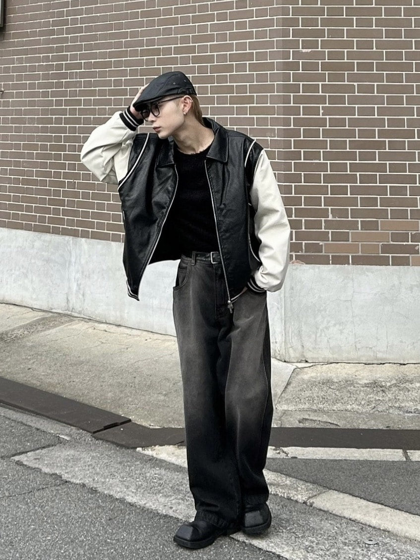 受注制【Chikashitsu +】leather piping jacket (2color)