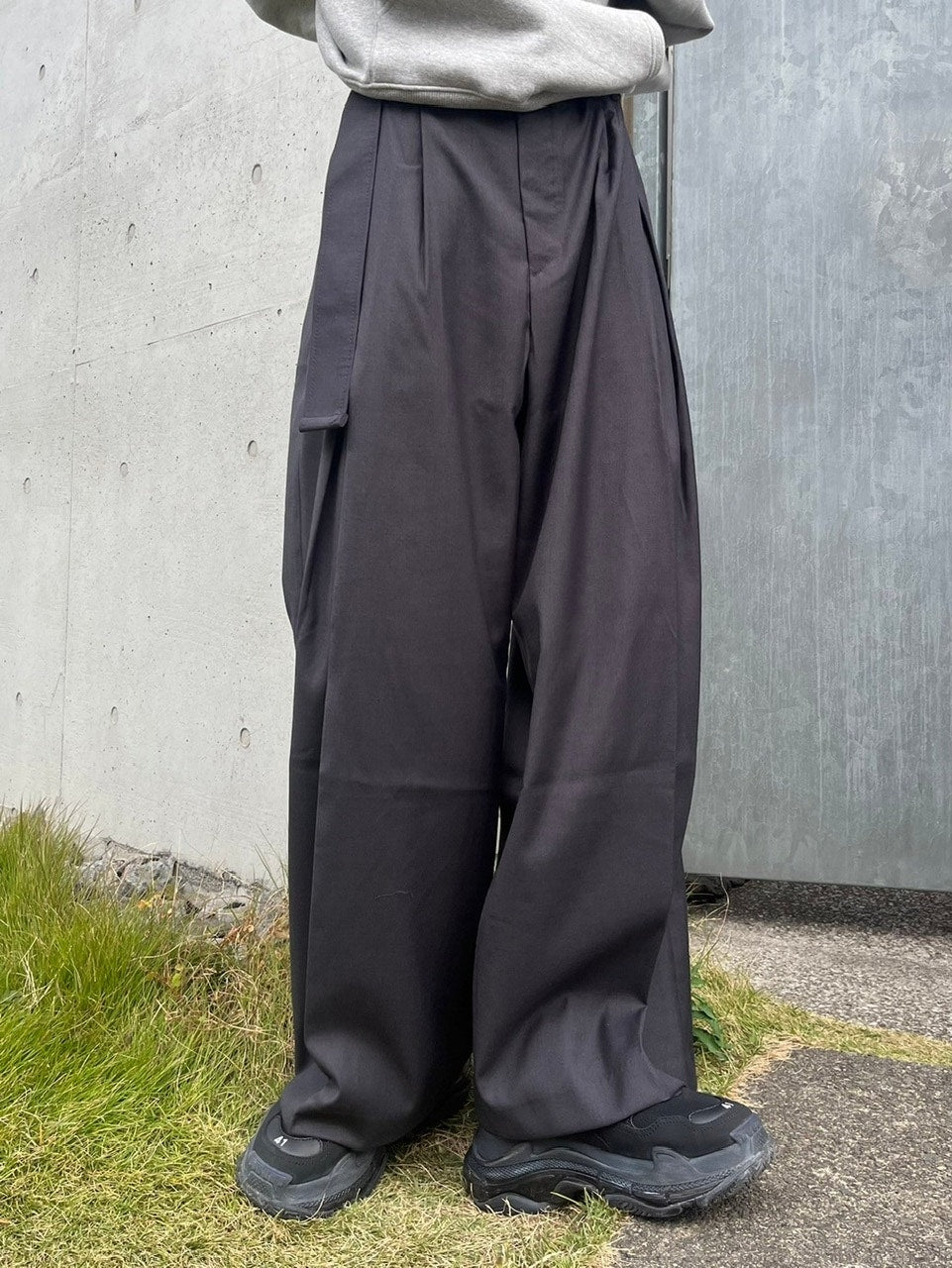 受注制【Chikashitsu +】belt wide slacks (3color)