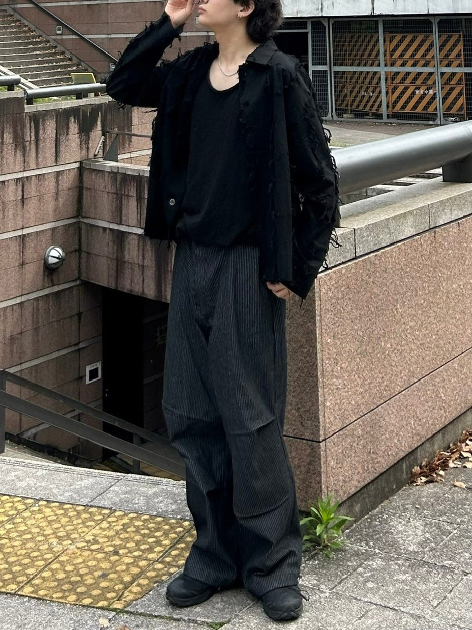 受注制【Chikashitsu +】snap button hickory stripe pants / 【チカシツプラス】スナップボタンヒッコリーストライプデニムパンツ