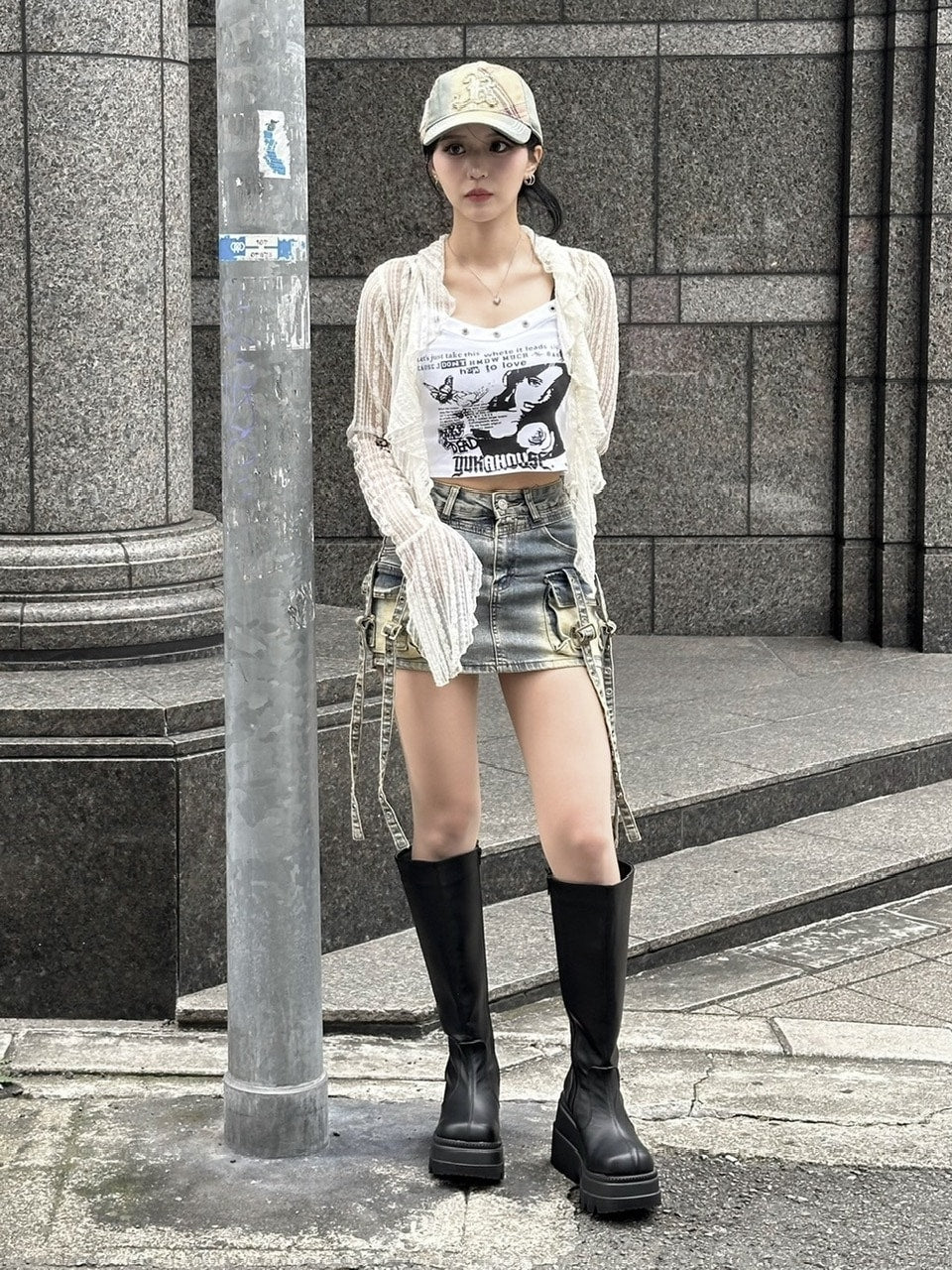 受注制【Never mind the XU】cargo denim skirt (2color)