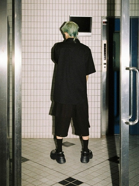 【ESC STUDIO】skirt layered snap pants