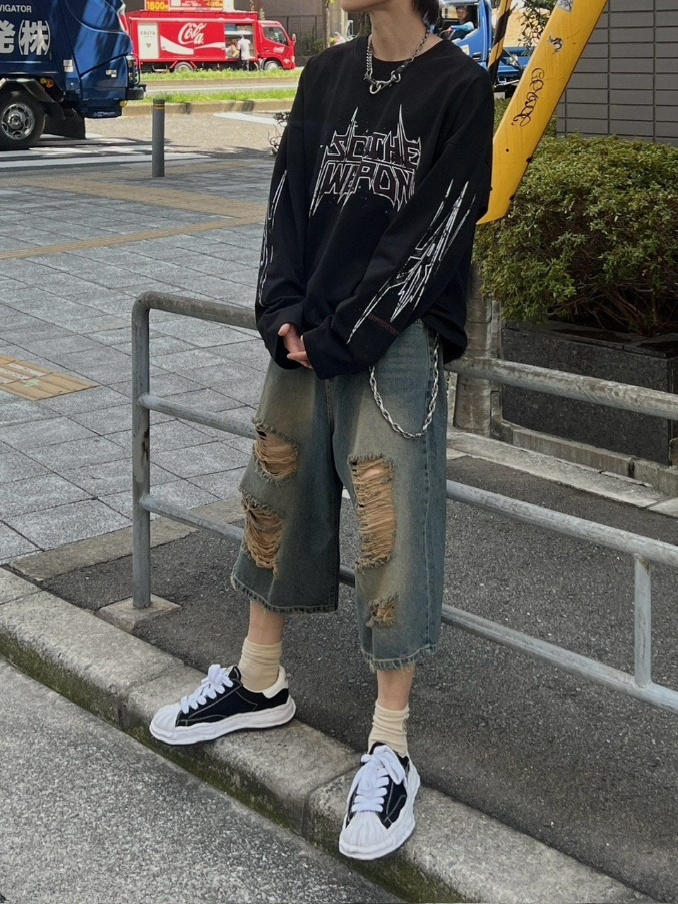 受注制【Chikashitsu +】oversized print long sleeve (2color) / 【チカシツプラス】オーバーサイズプリント長袖Tシャツ