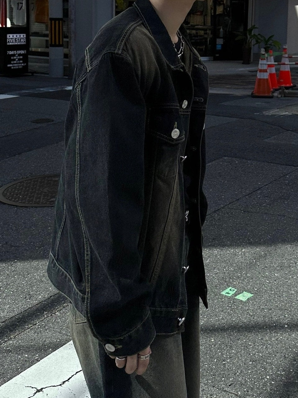 受注制【Chikashitsu +】vintage wash denim jacket 2 (2color)