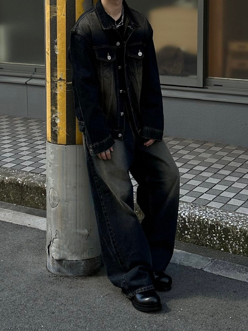 受注制【Chikashitsu +】vintage wash straight denim pants (2color) / 【チカシツプラス】ヴィンテージウォッシュストレートデニムパンツ