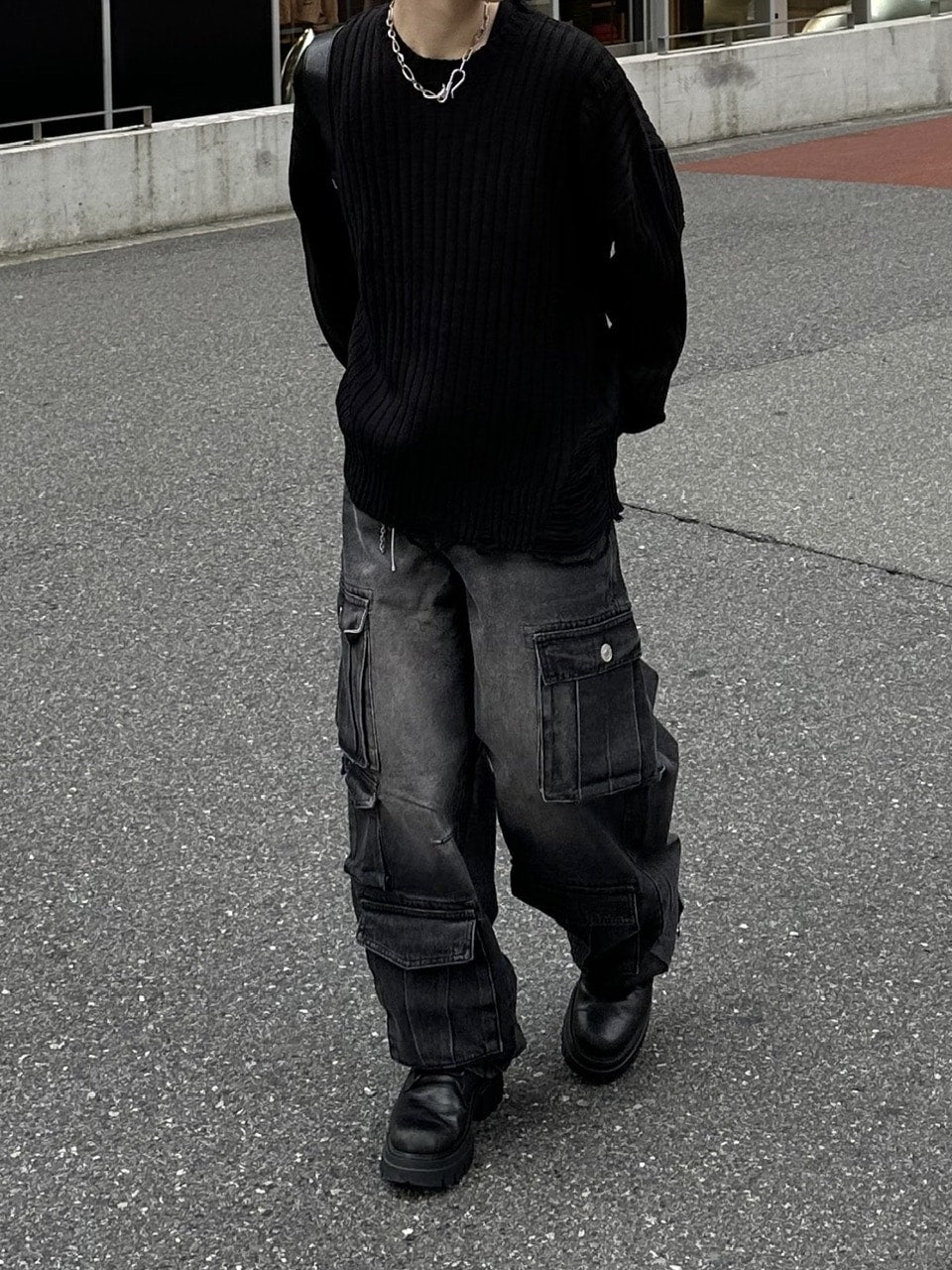 大阪店WEB限定【Chikashitsu +】overfit damage knit (3color)