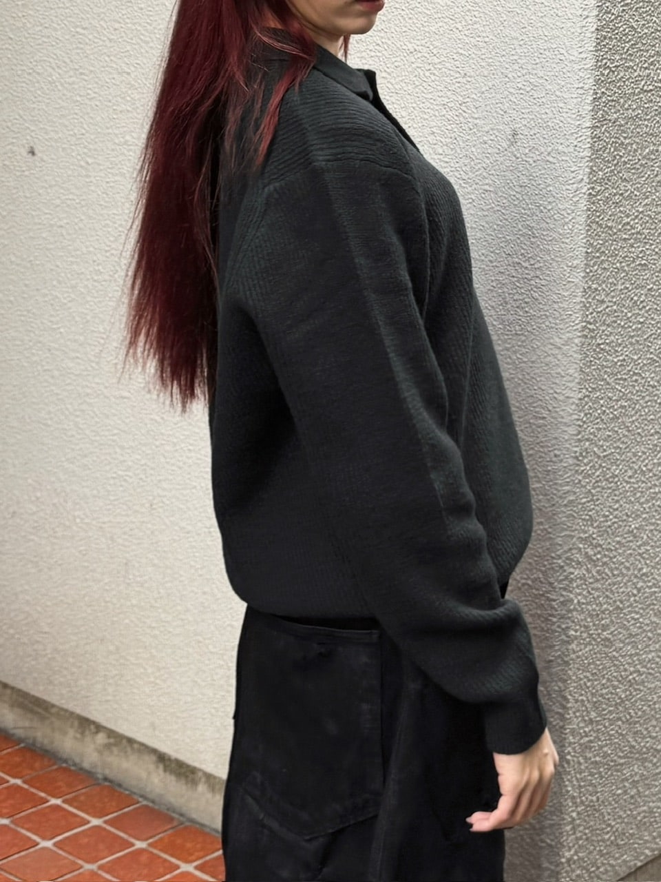 受注制【Chikashitsu +】wool touch lib knit polo (4color) / 【チカシツプラス】ウールタッチリブ長袖ニット