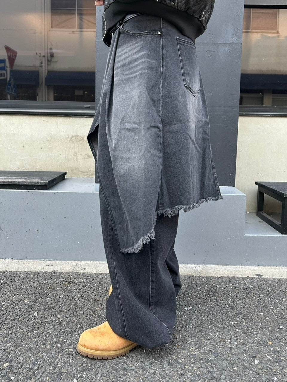 受注制【Chikashitsu +】wrapping design denim skirt (2color)