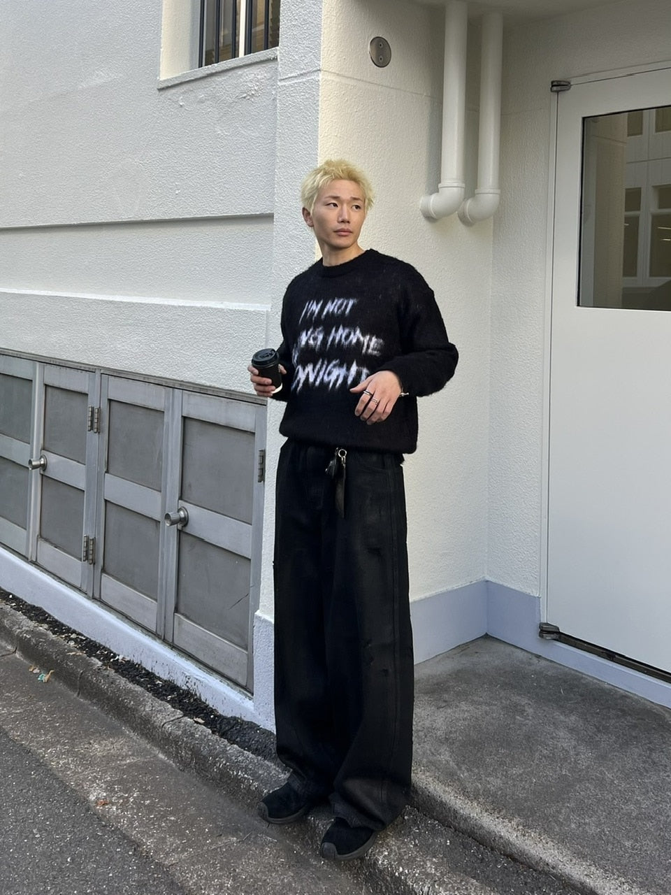 受注制【Chikashitsu +】unisex slogan knit (4color)