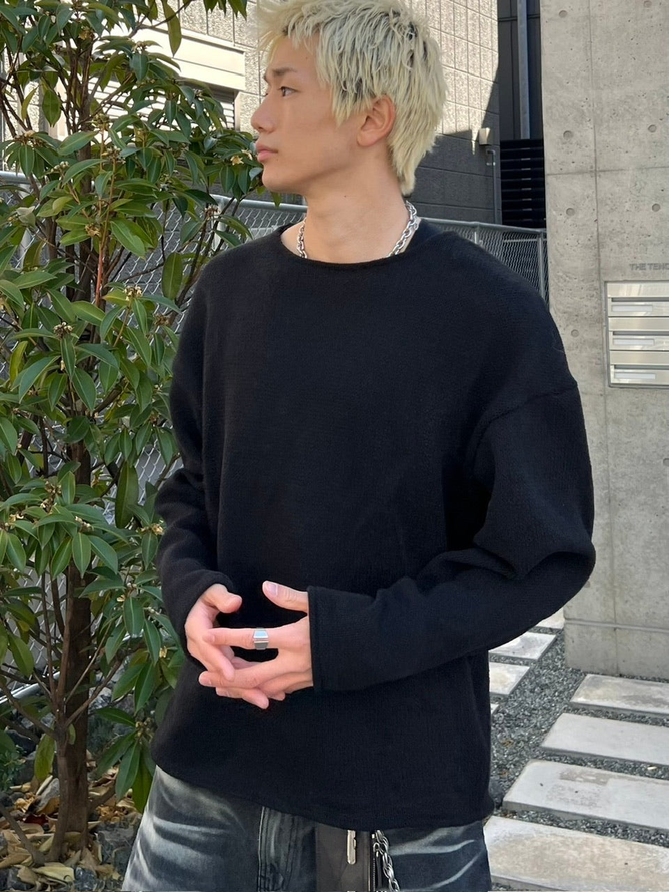 受注制【Chikashitsu +】loose fit round knit (4color)