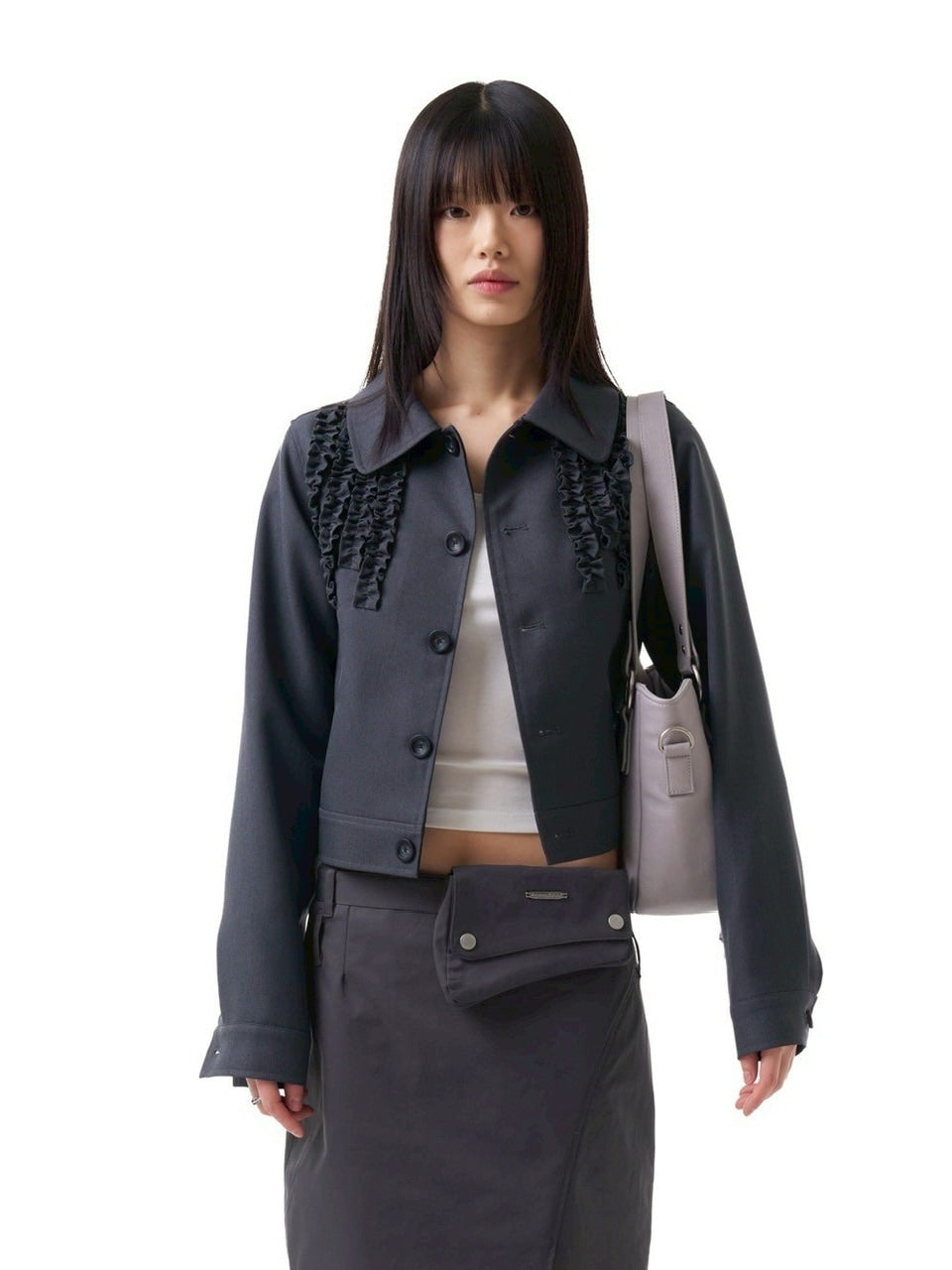 【IUGAMAKARAS】Laced Ribbon Leather Shoulder Bag