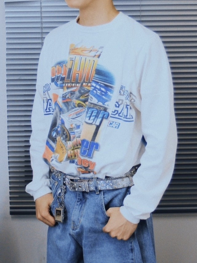 【Re +】cutting switch long sleeve (white)