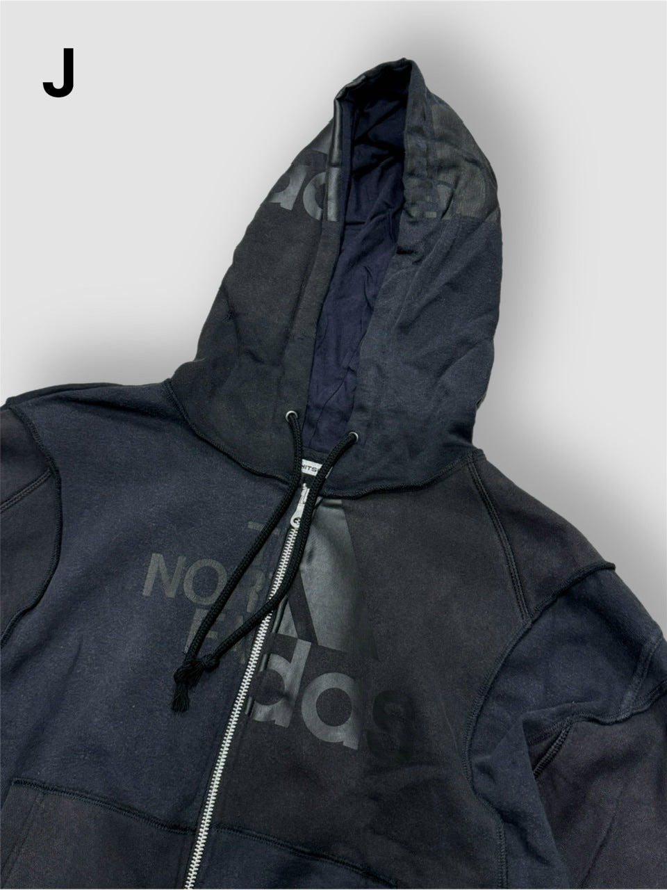 【Re +】double zip cutting switch hoodie (black)