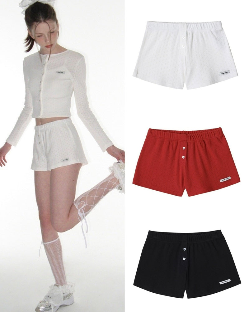 【CRANK】HEART BUTTON EYELET SHORTS