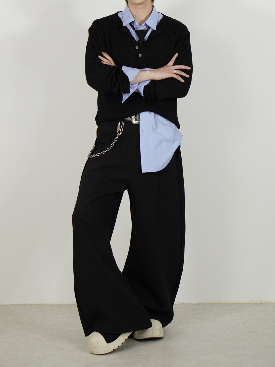 受注制【Chikashitsu +】side design wide slacks (2color)