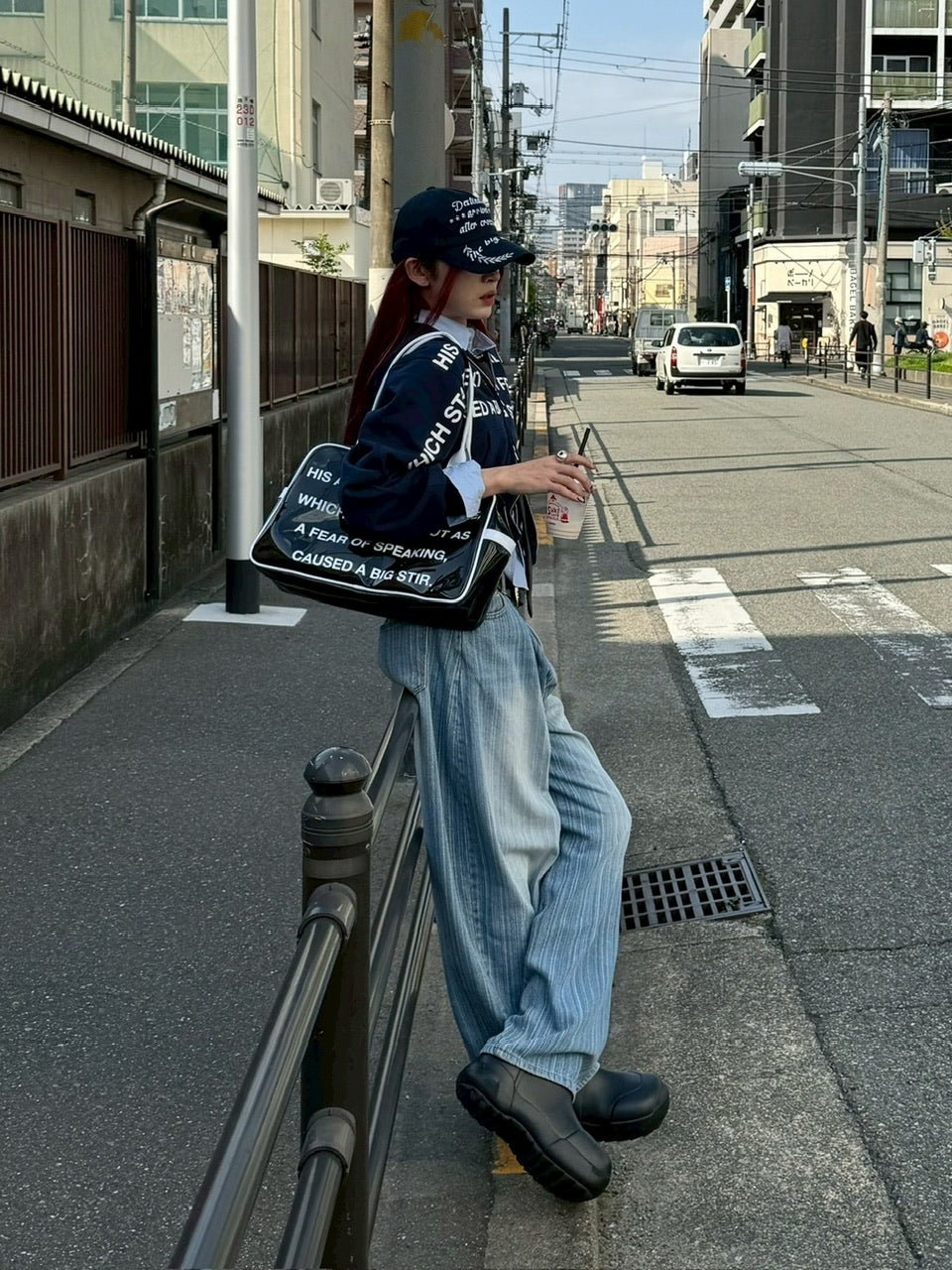 受注制【Chikashitsu +】wide stripe denim pants / 【チカシツプラス】ストライプボーダーワイドデニムパンツ