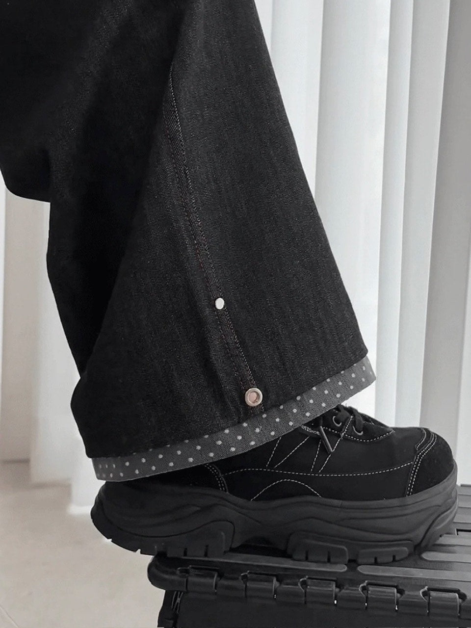 【CHERRYQUIRI】lace layered roll up denim / 【チェリーキュリー】レースレイヤードロールアップデニムパンツ