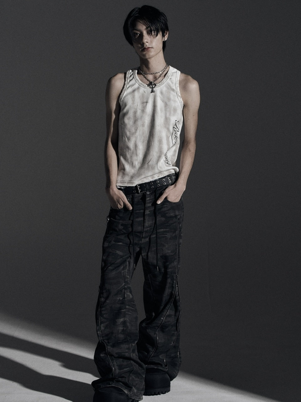【Rosen Kreuz】ZIP WIDE BAGGY PANTS