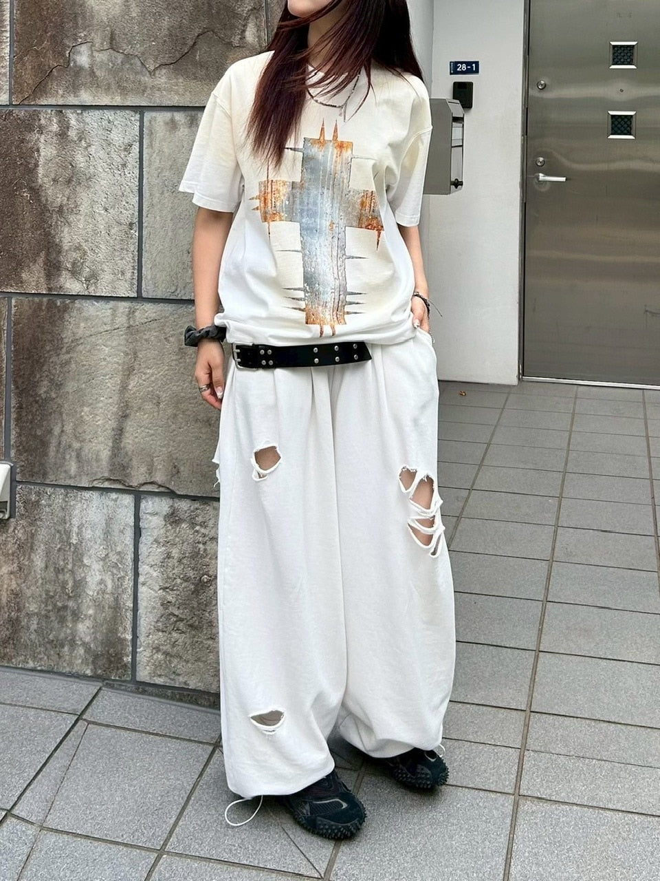 【Chikashitsu +】full length damage sweat pants / 【チカシツプラス】フルレングスダメージスウェットパンツ (3color)