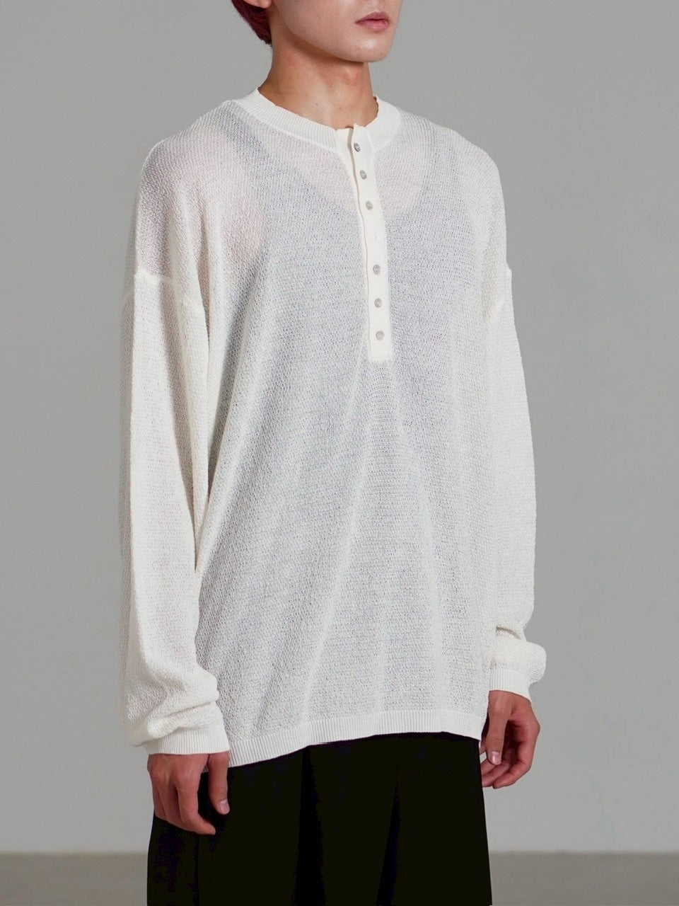 【Chikashitsu +】light touch henry neck knit / 【チカシツプラス】ライトタッチへンリーネックニット (3color)