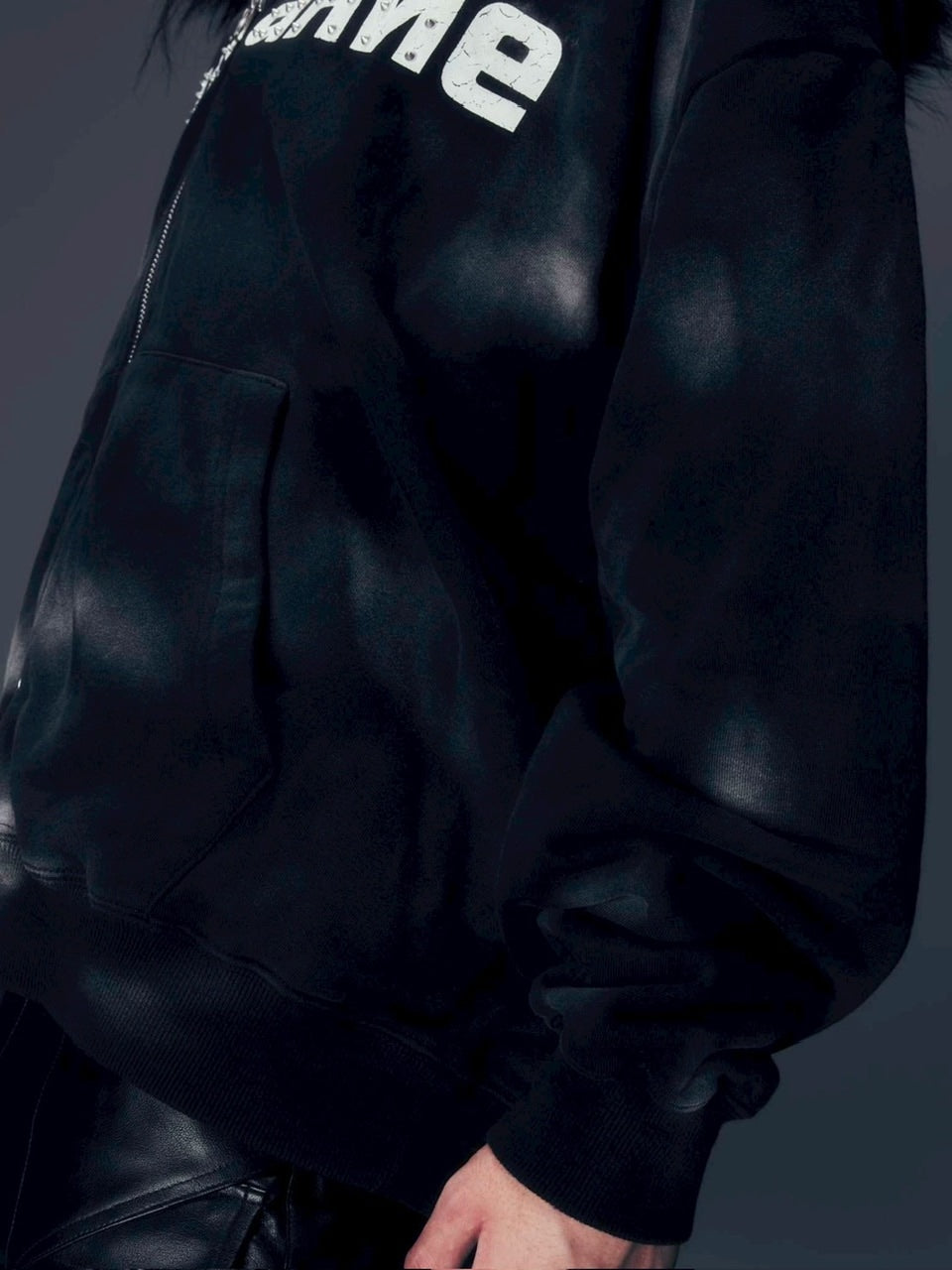 【DIG YOUR OWN GRAVE】Желание FUR HOODIE /【ディグユアオウングレイブ】ファーフードフードジェラーニエロゴジップアップパーカー