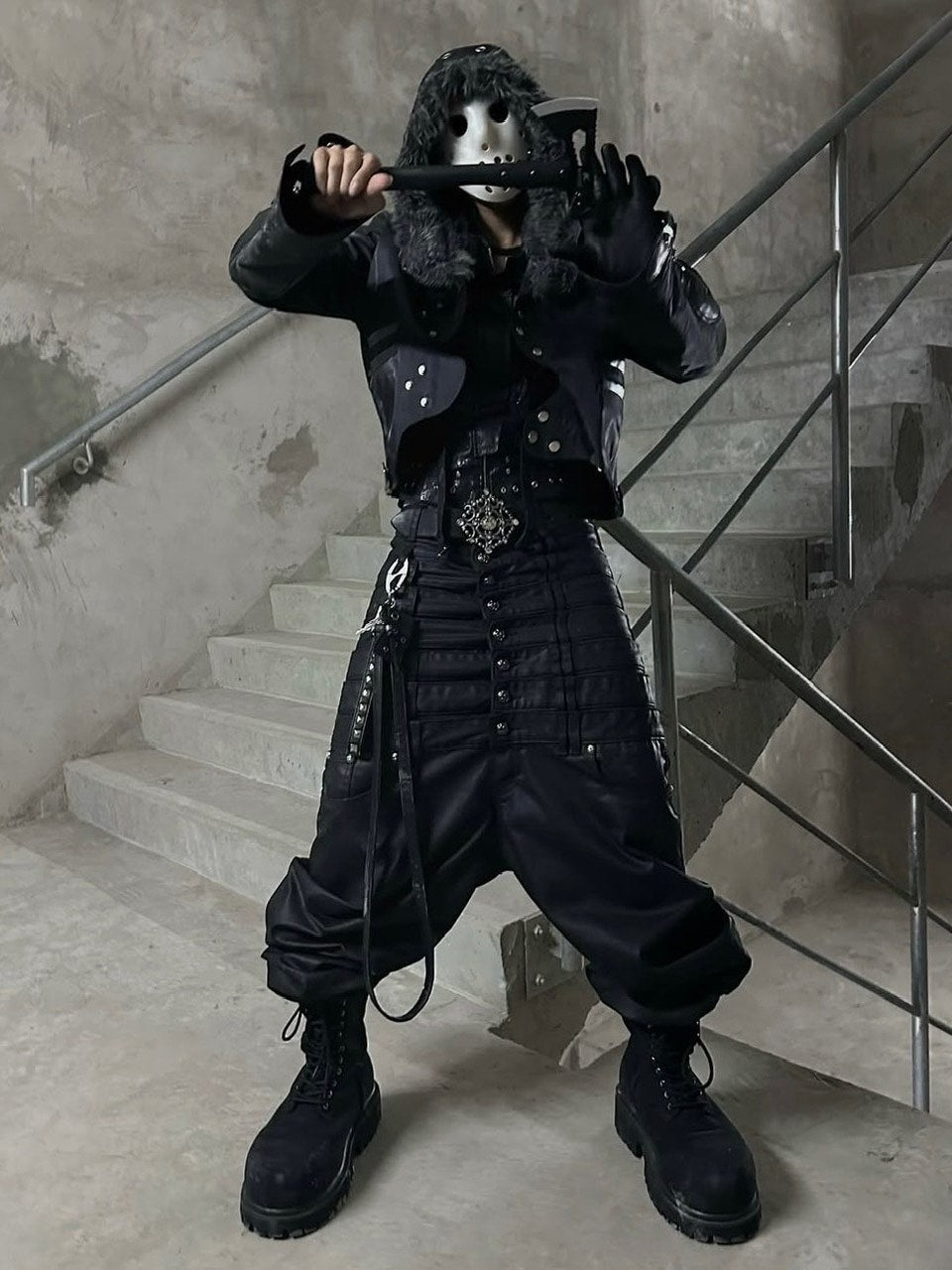 【UNIZ】8 Backs J-Cut Pants / 【ユニズ】ダーティーライクレイヤードバルーンデニムパンツ