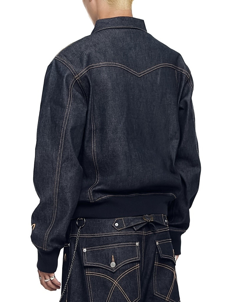 【AAKAM】Banding Denim Zip-Up Jacket