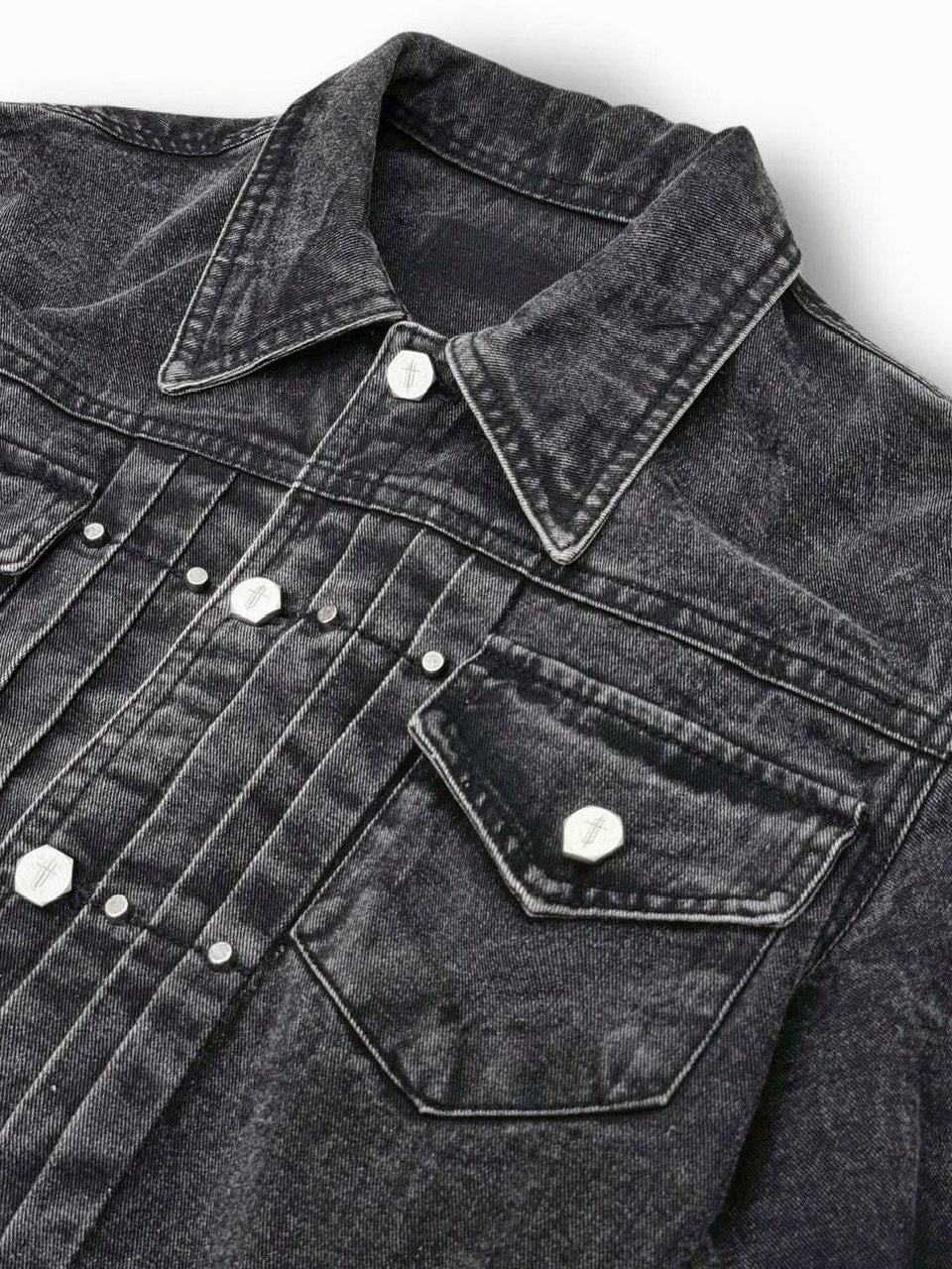 1/2 20:00再販【RICH】Knight Wide Waxed Shirt / 【リッチ】クロスバック半袖デニムシャツ