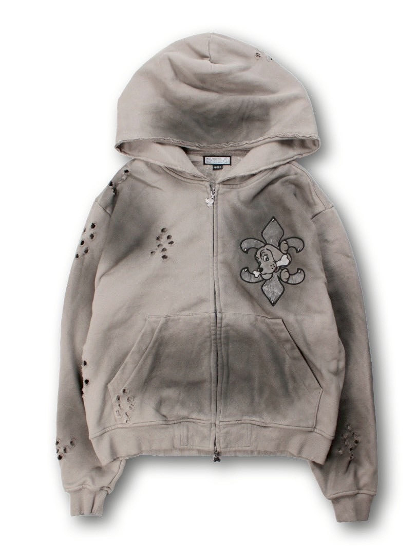 【GALFY】ぼろぼろロゴ百合の紋パーカー