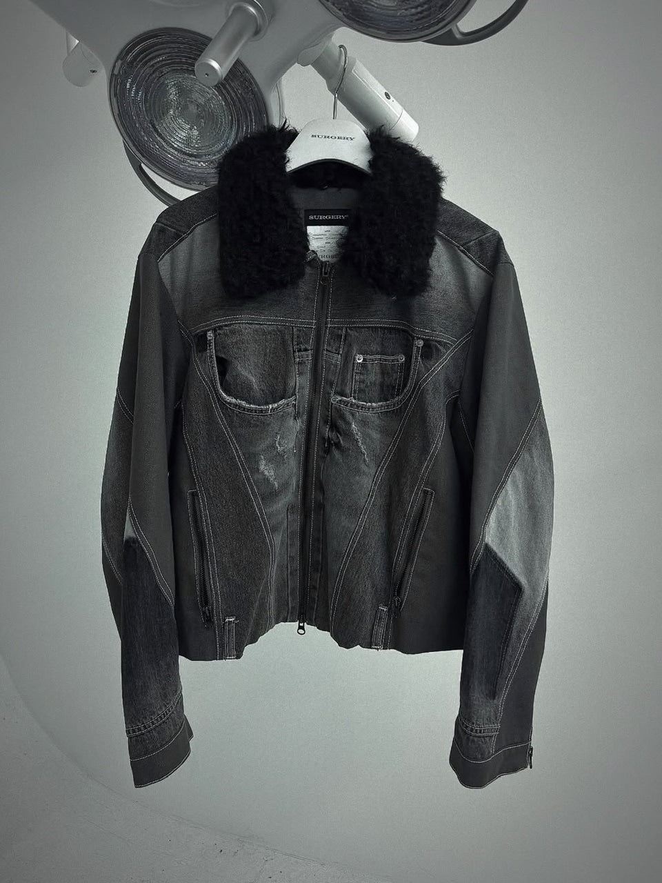 【SURGERY】Surgery fur trimming denim jacket