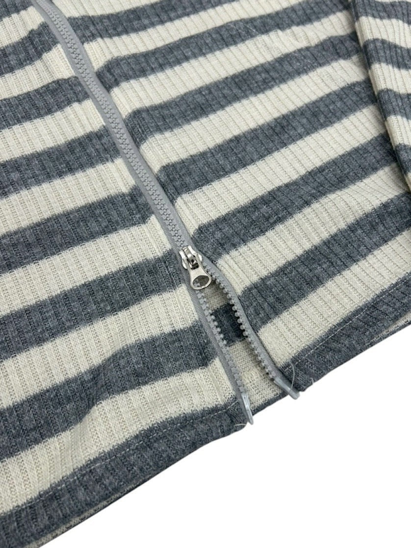 受注制【nmtc+】border crop double zip up hoodie (2color)