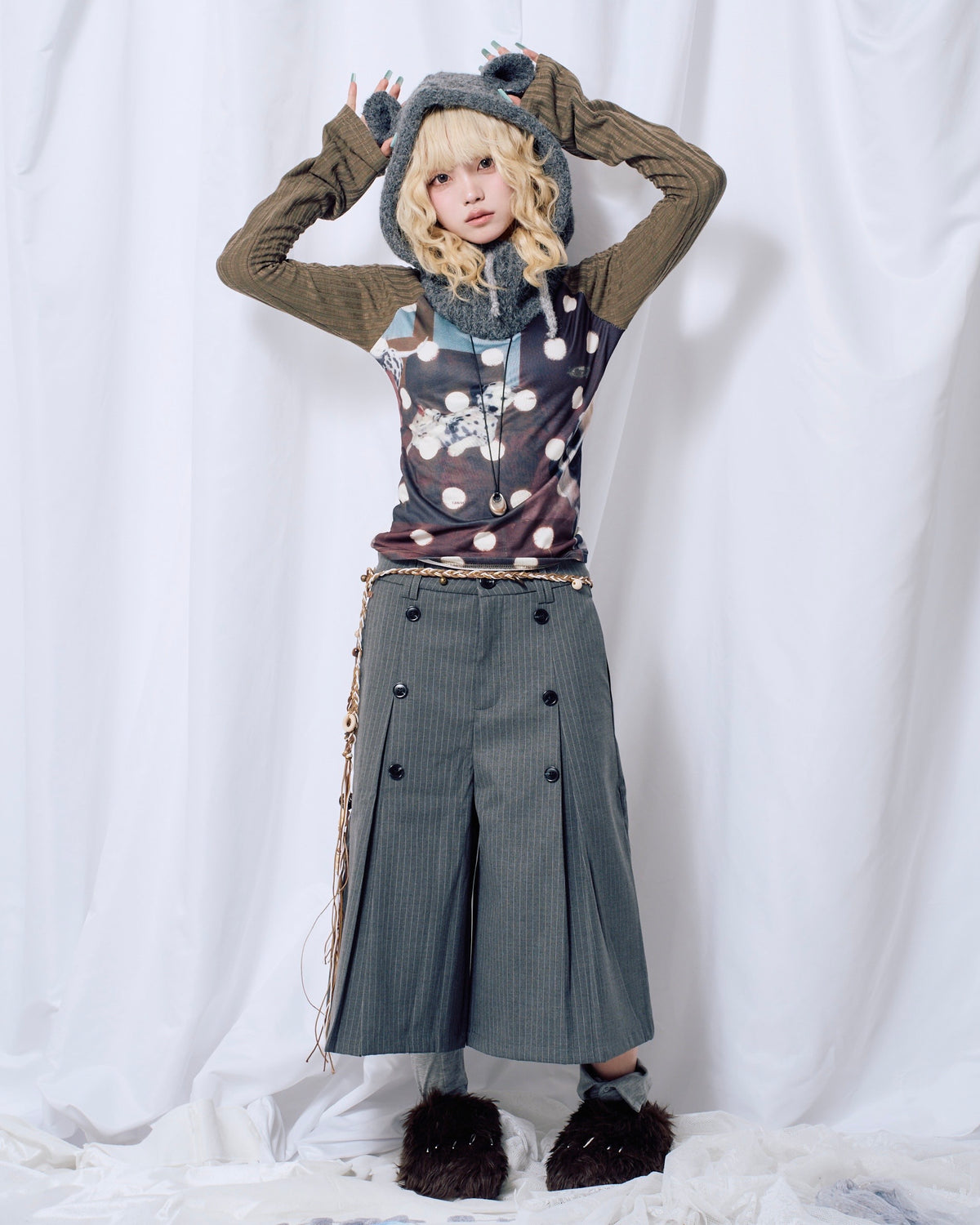 9/18 20:00 発売
国際配送【Nerd out XU】dot dog raglan long sleeve