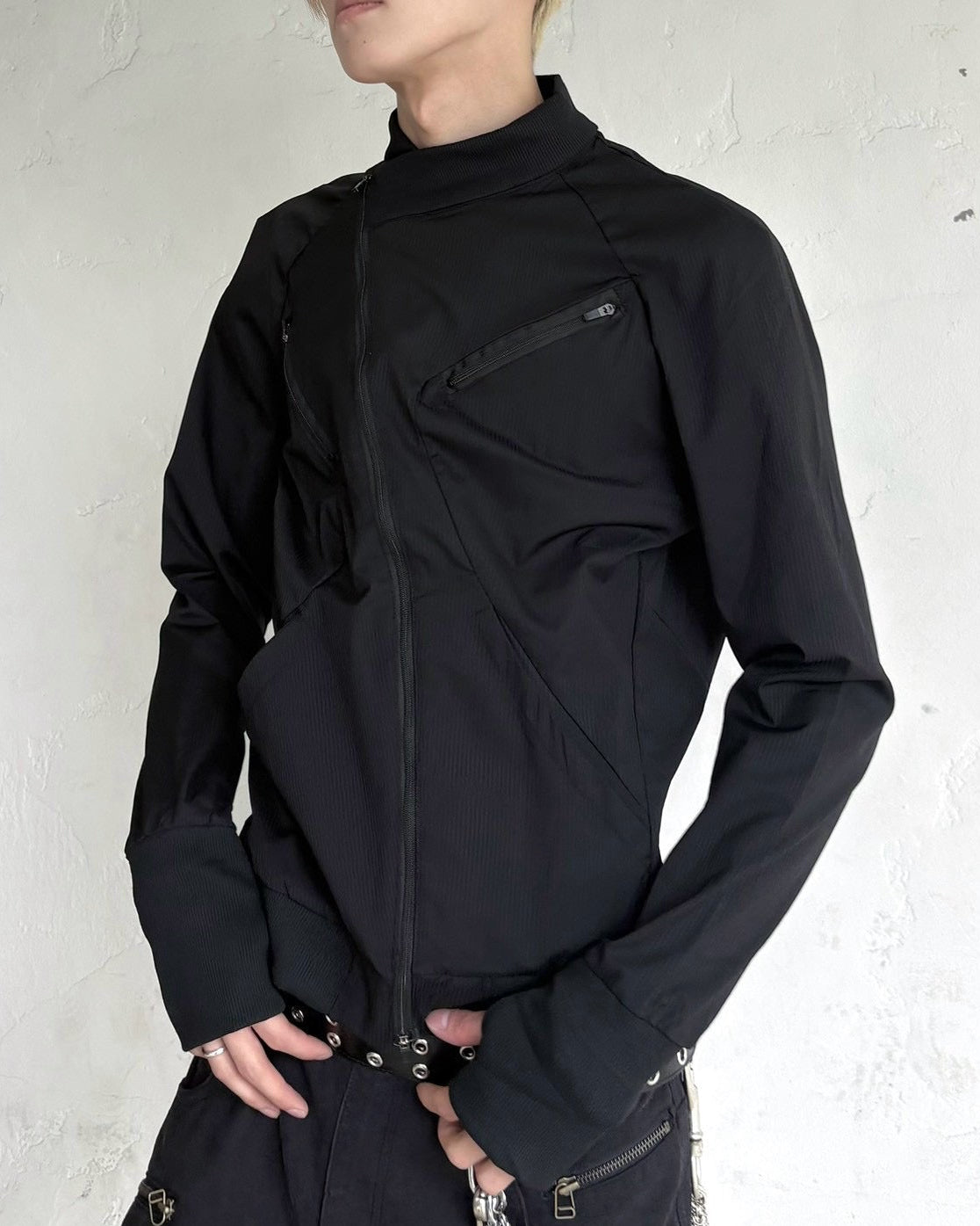受注制【nmtc+】Asymmetric pocket zip-up Slim Jacket